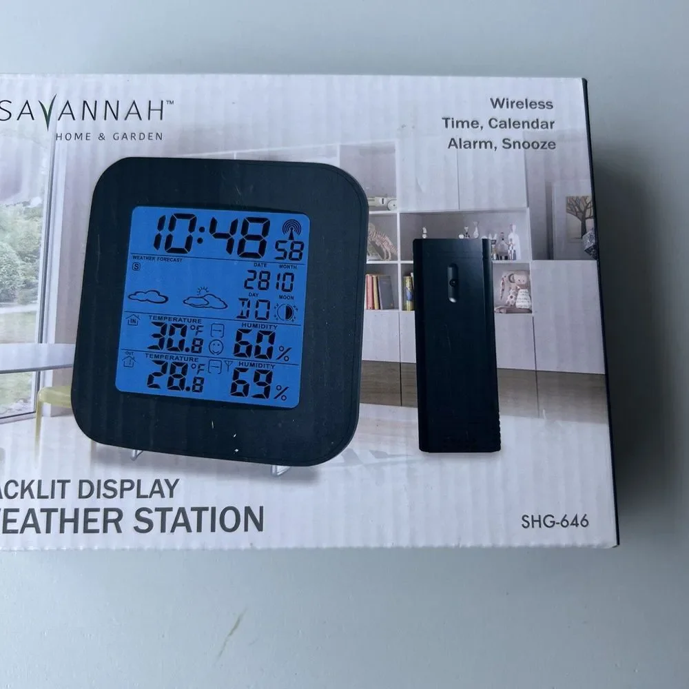 Savannah Backlit‎ Weather Station Wireless Time Calendar Alarm & Snooze SHG-646